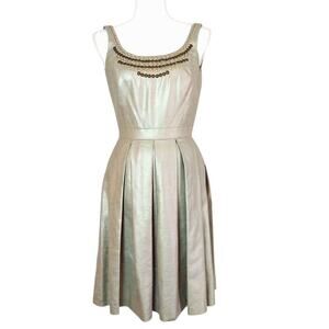 Antonio Melani NWT Cocktail Dress Size 0 Silver Embroidery Chic Coquette Glam